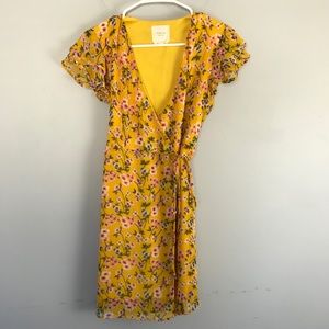 Harper Heritage floral wrap sun dress mini yellow